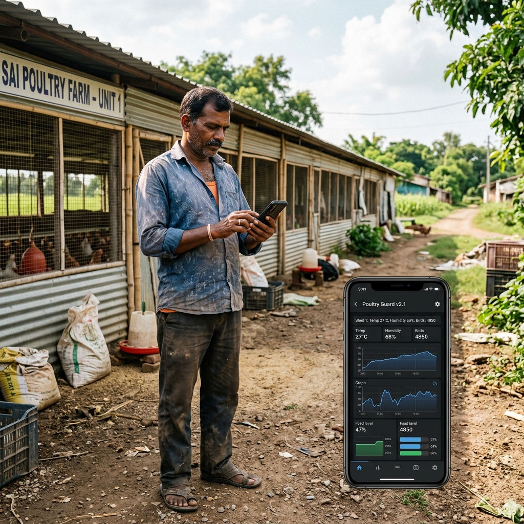 Farmer monitoring on phone