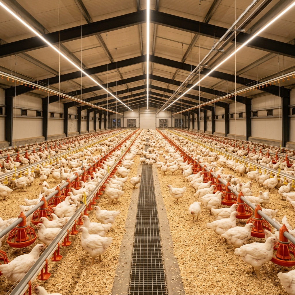 Modern poultry farm interior